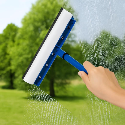 Retractable Window Wiper Cleaner with Soft Rubber Head, High Window Glass Scraper Brush, Extendable Blue Car Wiper for Easy Cleaning of Tall Windows & Mirrors
