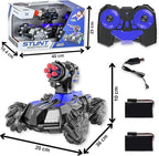 48 Pieces Remote Control blue Tanks with Shooting 180° Rotating Shooting & 360° Rotating Vehicle (climbing rock with shooting safety bullets – colorful LED car toy for boys – Blue)