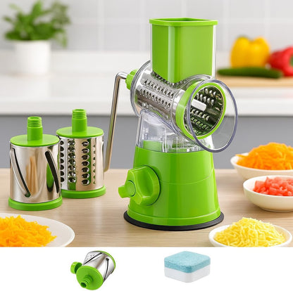 Manual Rotary Cheese Grater, Kitchen Speed Round Tumbling Box Shredder, Drum Vegetable Slicer, Nuts Grinder, for Veggie, Potato, Cucumber, Carrot, Chocolate, Pizza, Hashbrowns, Salad