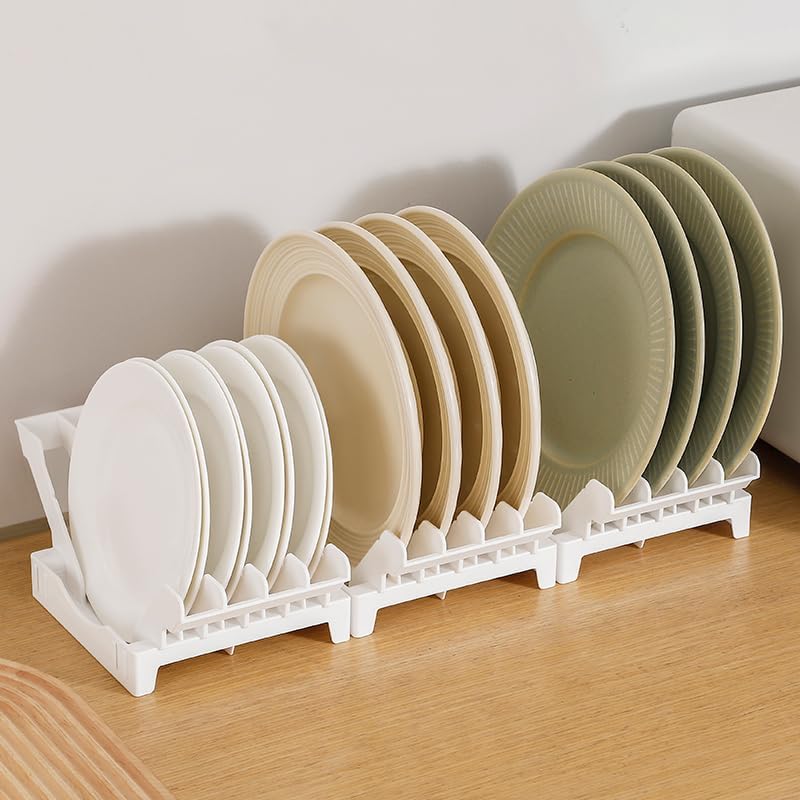 144 Pieces Space-Saving Plate Storage Racks With 4 Partition (Compact White Design)