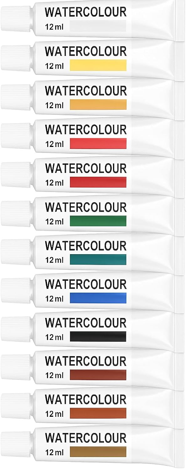 96 Pieces 12-Pieces (12ml Water Colors Set - 12 Vibrant Colors for Drawing & Painting)