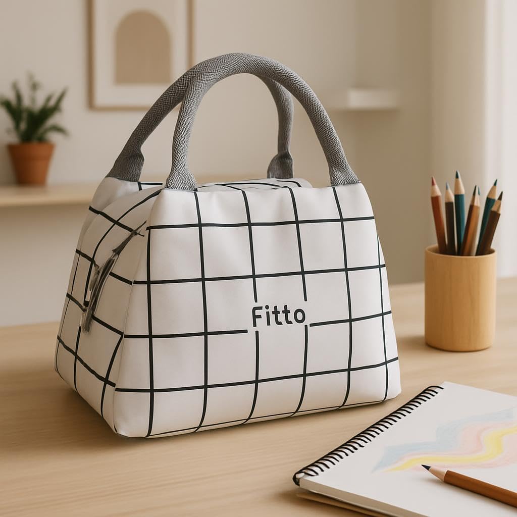 1 Piece Lunch Bag Black, Insulated Food Carrier for School, Work & Travel