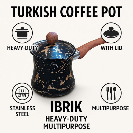 Turkish Coffee Pot, Ibrik, Stainless Steel, With Lid, Heavy-Duty, Multipurpose