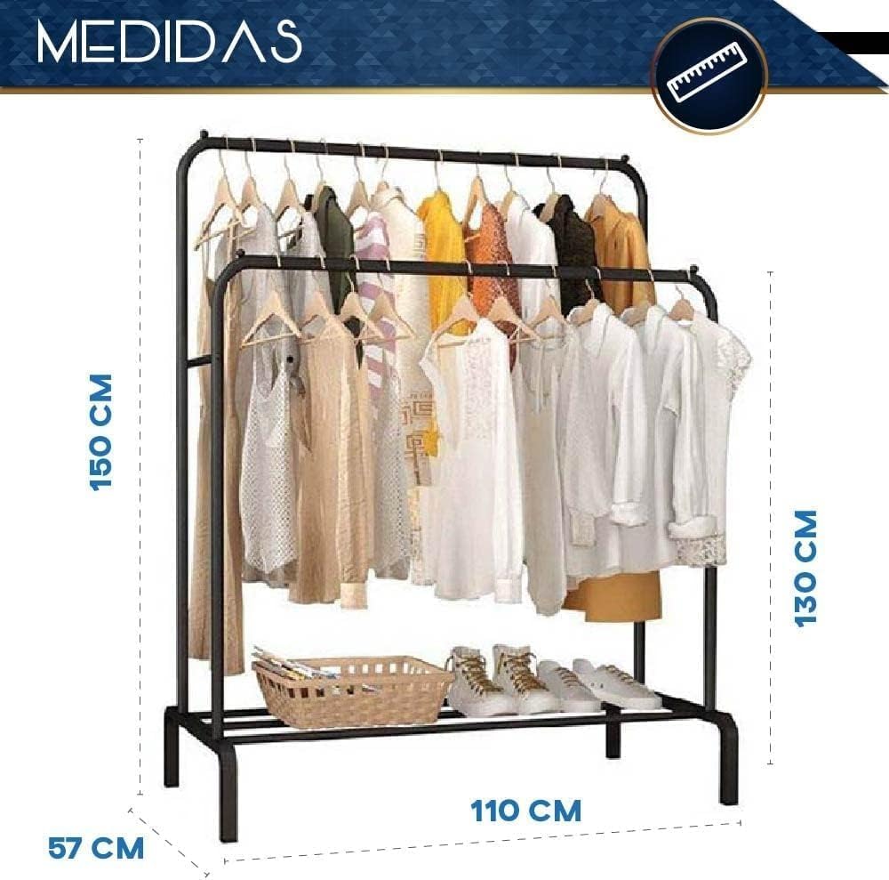 72 Pieces Clothes Racks with Bottom Shelf (Sturdy Black Metal Garment Rack with Storage Shelf for Hanging Clothes – Coats – Jackets – and Organizing Shoes – Accessories – and More)