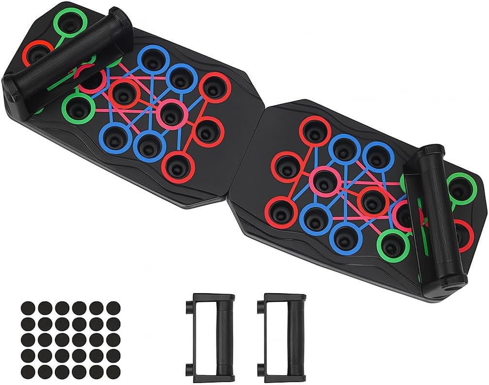 96 Pieces Portable Multi-Function Push Up Board - 16 in 1 Push Up Bars for Strength Training (Anti-Slip Handles – Lightweight and Compact for Home – Gym – Office Workouts – Ideal Fitness Equipment)