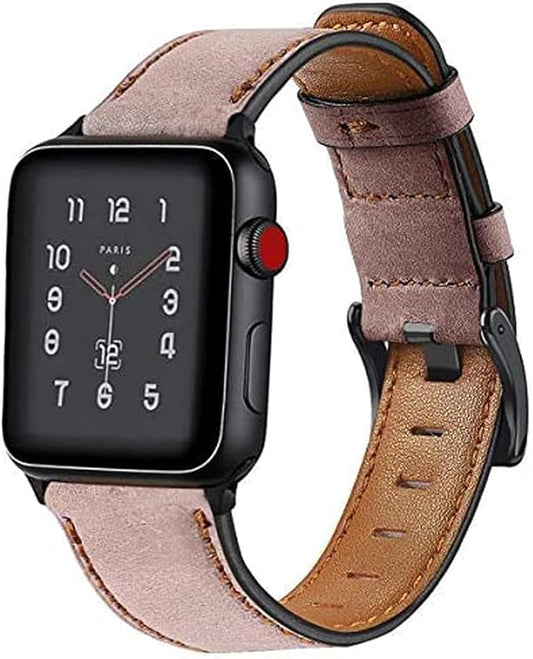 Fitto Apple watch band for 38mm/40mm, Top grain genuine Leather watchband for Apple watch series iWatch Strap SE Series 7 6 5 4 3 2 1 women, Pink