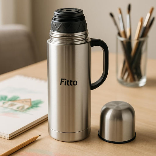 Stainless Steel Flask – High-Durability, Heat-Resistant Handle, Dishwasher Safe – Ideal for Tea, Coffee, Sauces & More – Rust Proof & Hygienic Storage Flask