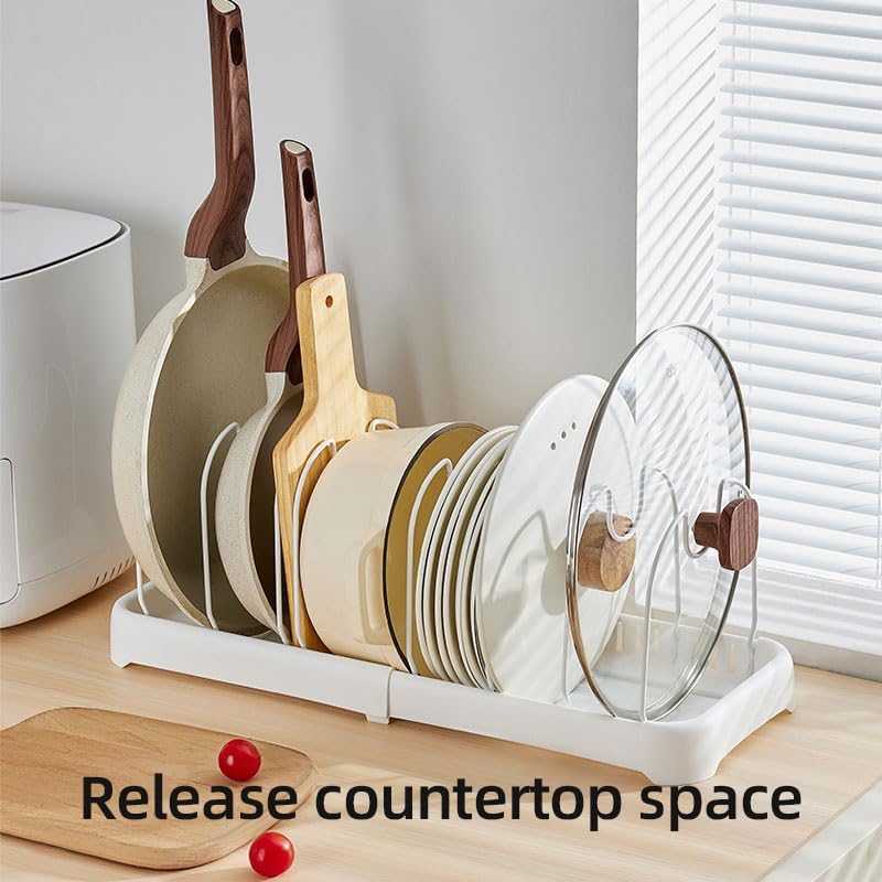 Adjustable Cookware Storage Rack – 7 Pieces – White