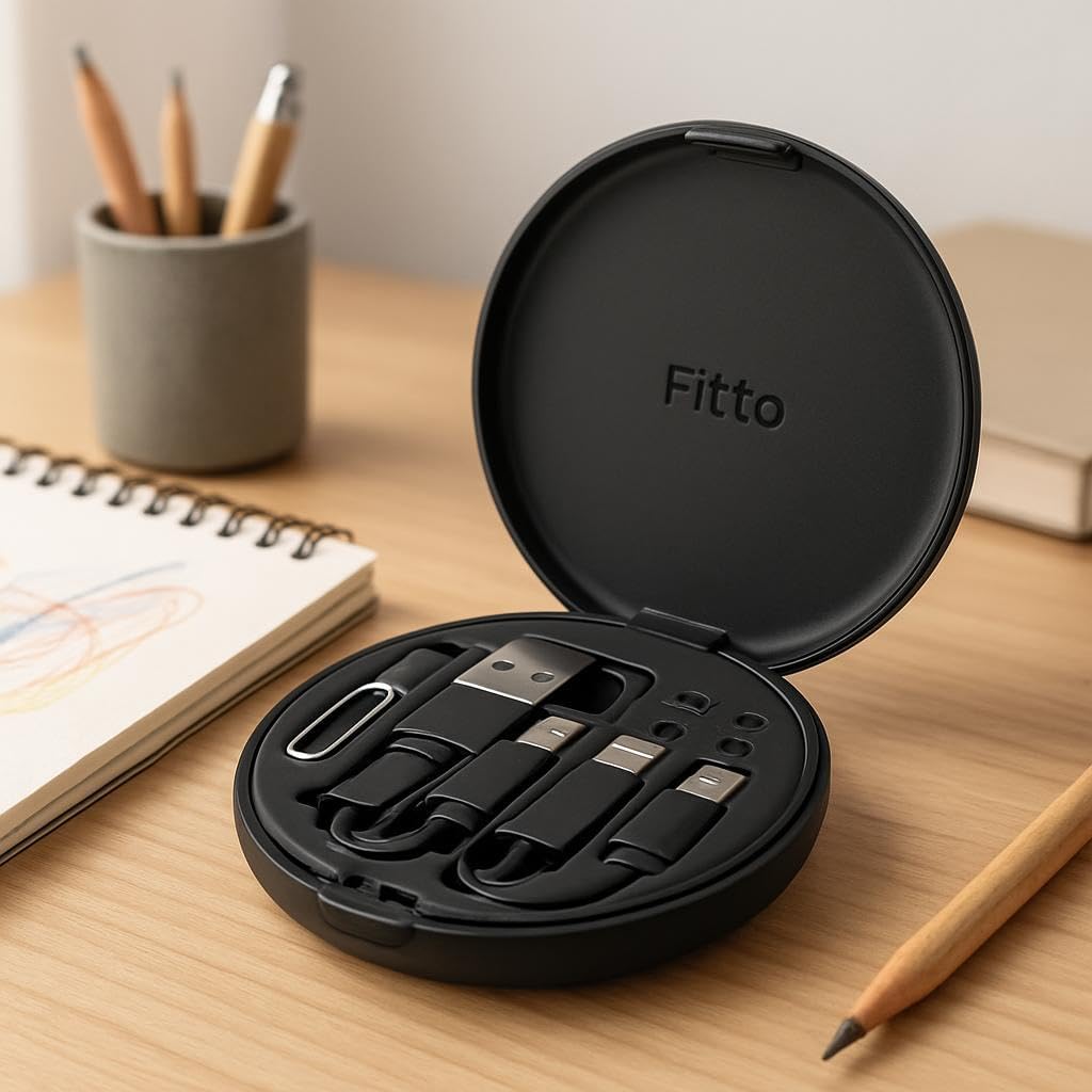 Multifunctional USB Data Cable Set - USB & Type C to Micro and Lightning, Card Storage, Tray Eject Pin
