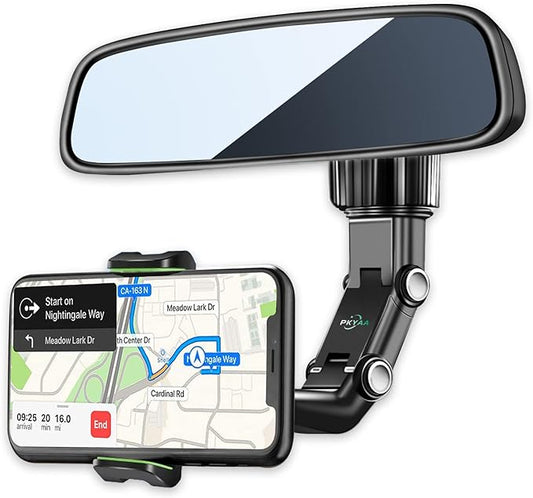 Fitto Rearview Mirror Phone Mount Holder, 360° Rotating, Multifunctional, Universal for All Smartphones, Car Phone Holder