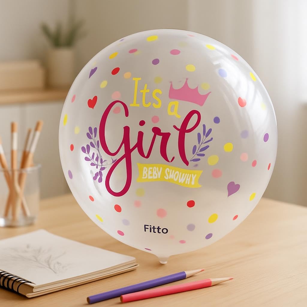 120 Pieces Transparent Balloon It's a Girls (12 inch Pink Color Party Decor)