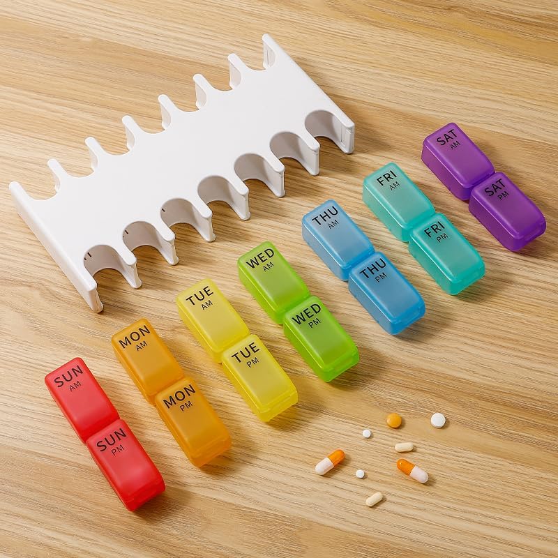 96 Pieces Weekly Pill Organizers (7-Day – 2-Times-a-Day Compartments – White + Semi-Transparent)