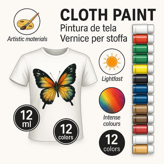 12-Piece 12ml Water Colors Set - 12 Vibrant Colors for Drawing & Painting