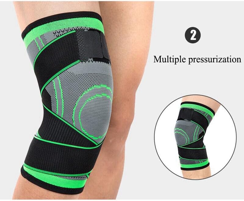 96 Pieces Knee Braces (Compression Support – Adjustable Strap – Pain Relief – Meniscus Tear Arthritis ACL MCL – Running Cycling Tennis Golf Basketball – Green – S)