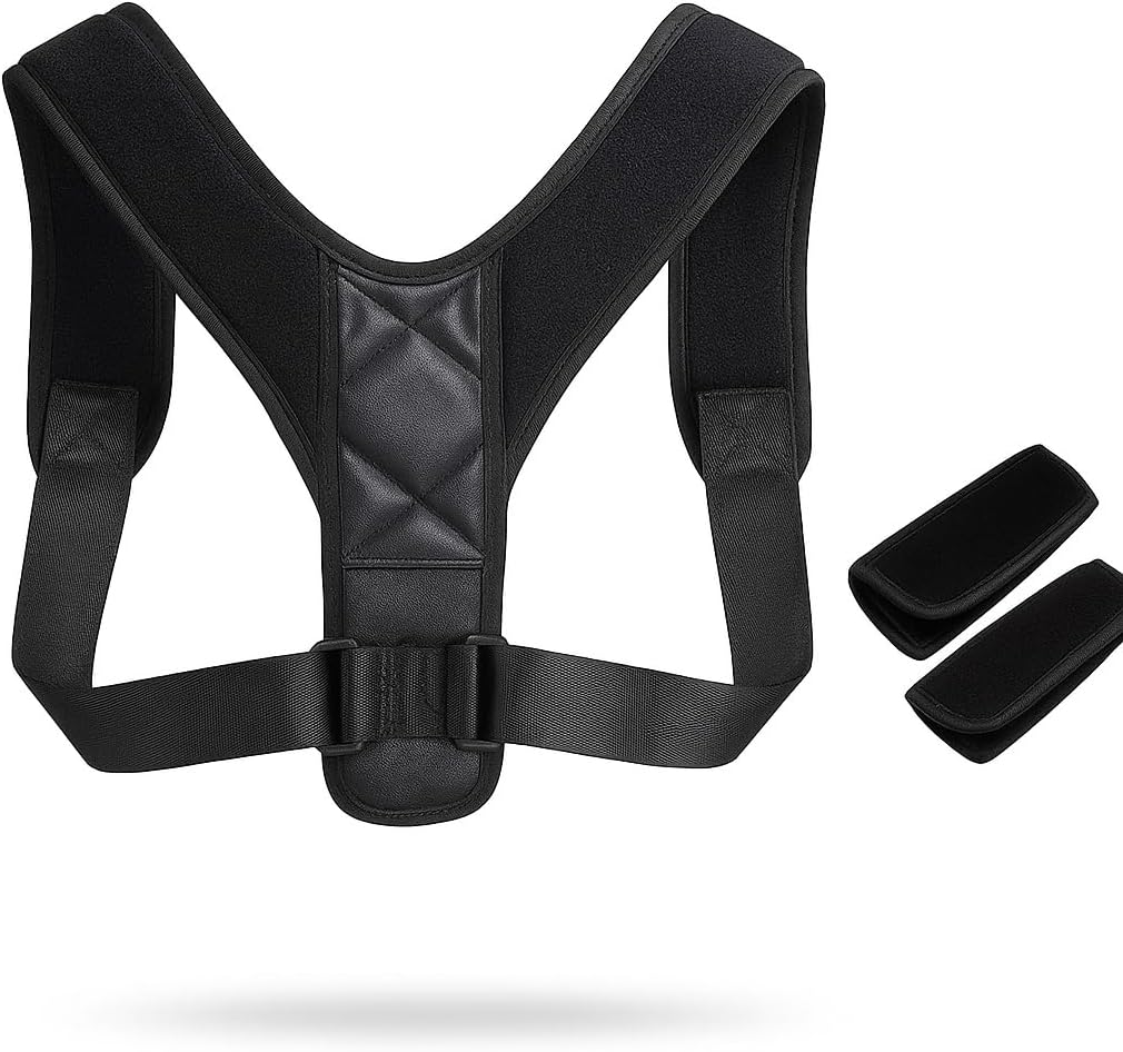 96 Pieces Adjustable Posture Correctors for Men (Women & Children – Invisible Back Support Belt with Shoulder Pads – Black)