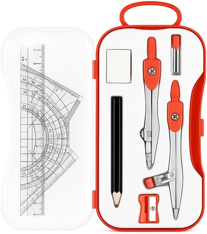96 Pieces Mathematical Drawing Instruments Boxes (Complete Geometry Set with Compass – Protractor – Ruler – Set Squares – Eraser – Precision Tools for School – Office – and Engineering Use)
