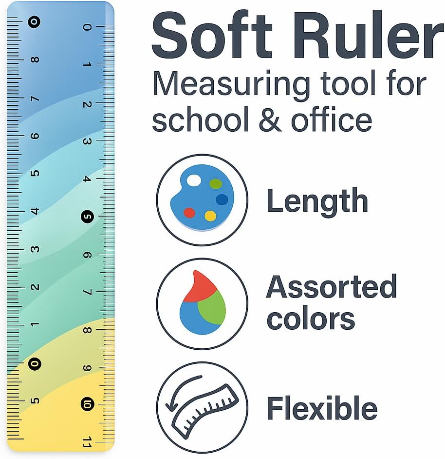 240 Pieces 15 cm Soft Ruler Scales (Assorted Colors Measuring Tool for School & Office)