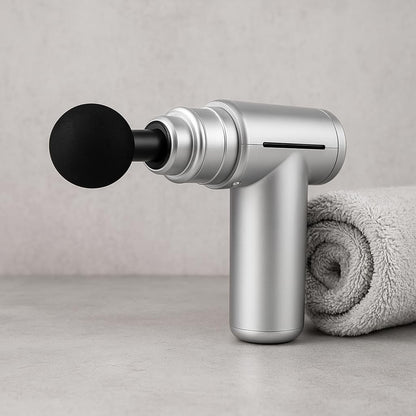 Massage Gun, Deep Tissue, Electric Muscle Massager, Portable, Ultra-Quiet, Grey with Black head