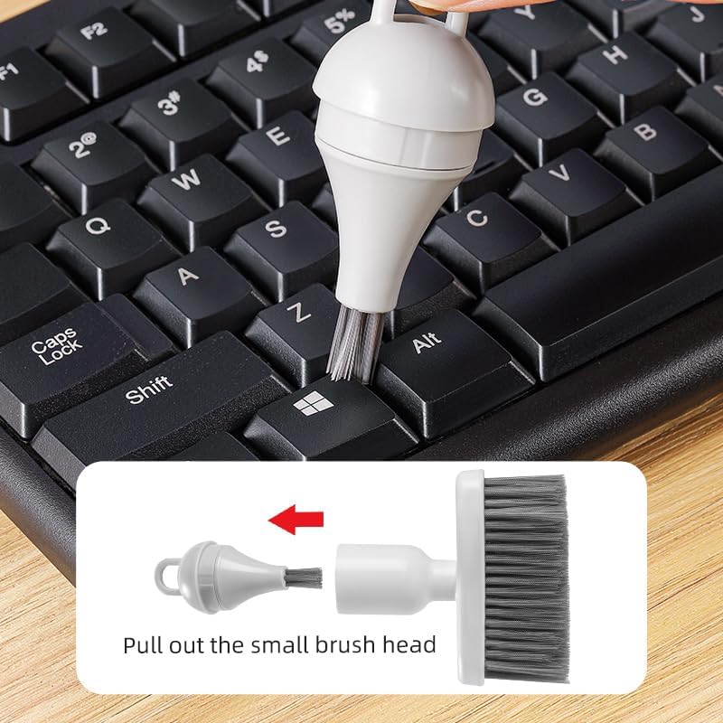 Ergonomic Keyboard Cleaning Brush - Compact White and Grey Design