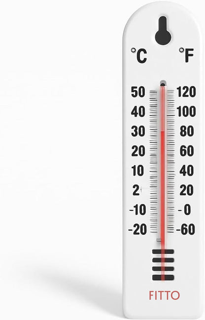 Vertical Wall Thermometer 20.2x4.4cm – Dual Scale (°C/°F), Battery-Free, Indoor/Outdoor Use for Home, Office, Garden, and Greenhouse