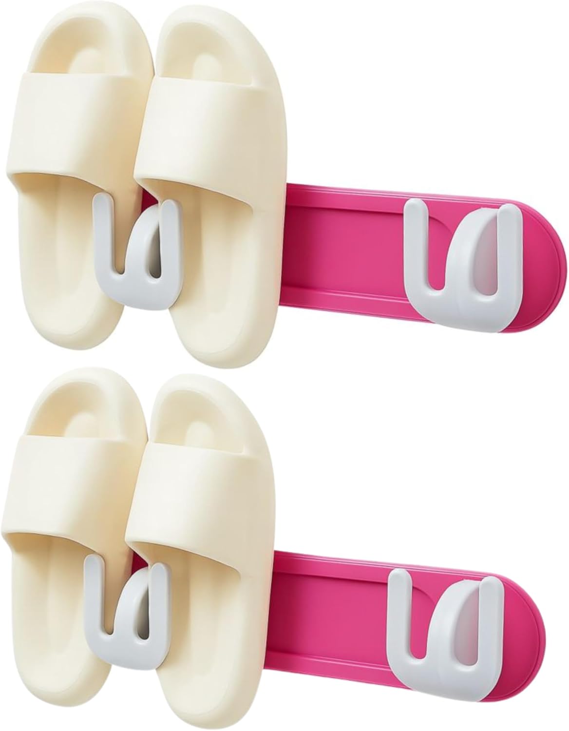 Wall-Mounted Slipper Rack – Rose Red – Adhesive, 2 Pack – Holds 4 Pairs