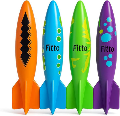 4Pcs Sinking Dive Torpedo Pool Toys – PVC Underwater Torpedoes for Kids & Adults, Swim Accessories, Pool Games, Summer Fun