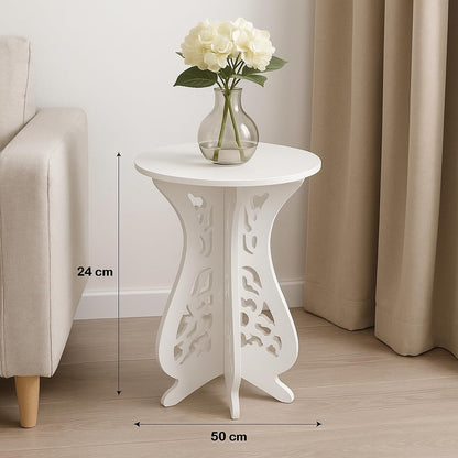 Compact White Round Table Desk (24x50cm) – Office, Study, and Living Room Table
