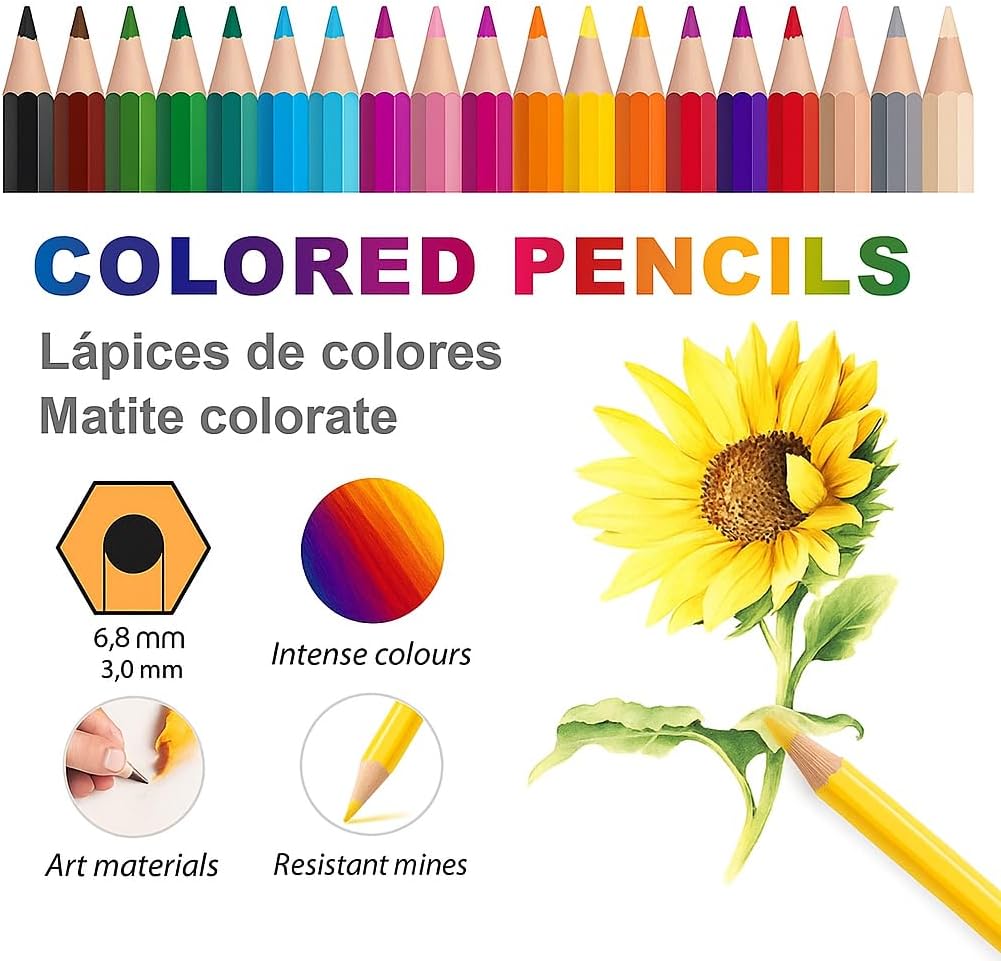 96 Pieces 18 Pieces (2.6mm Color Pencils – 17.5cm – 18 Vibrant Colors)