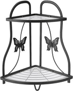 72 Pieces 2-Tier Corner Bathroom Sink Organizers (Metal Countertop Storage Shelf – Black – Spice and Seasoning Rack for Kitchen and Bathroom – Easy Assembly – Stable and Stylish)