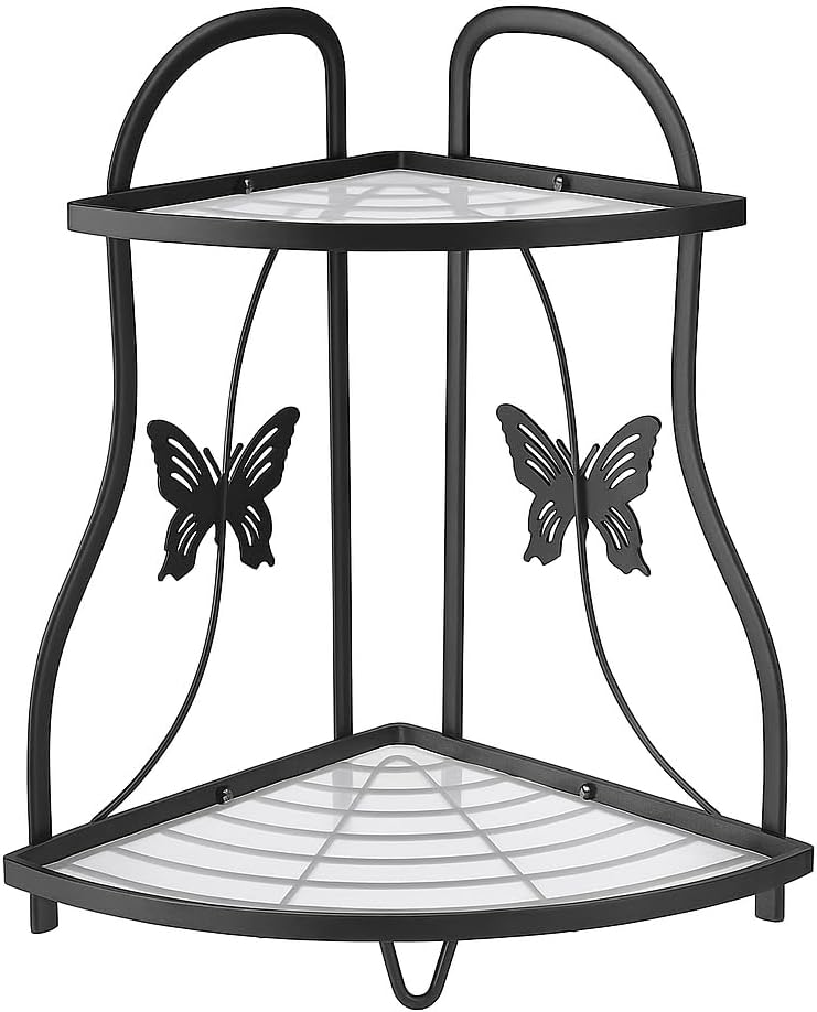 72 Pieces 2-Tier Corner Bathroom Sink Organizers (Metal Countertop Storage Shelf – Black – Spice and Seasoning Rack for Kitchen and Bathroom – Easy Assembly – Stable and Stylish)