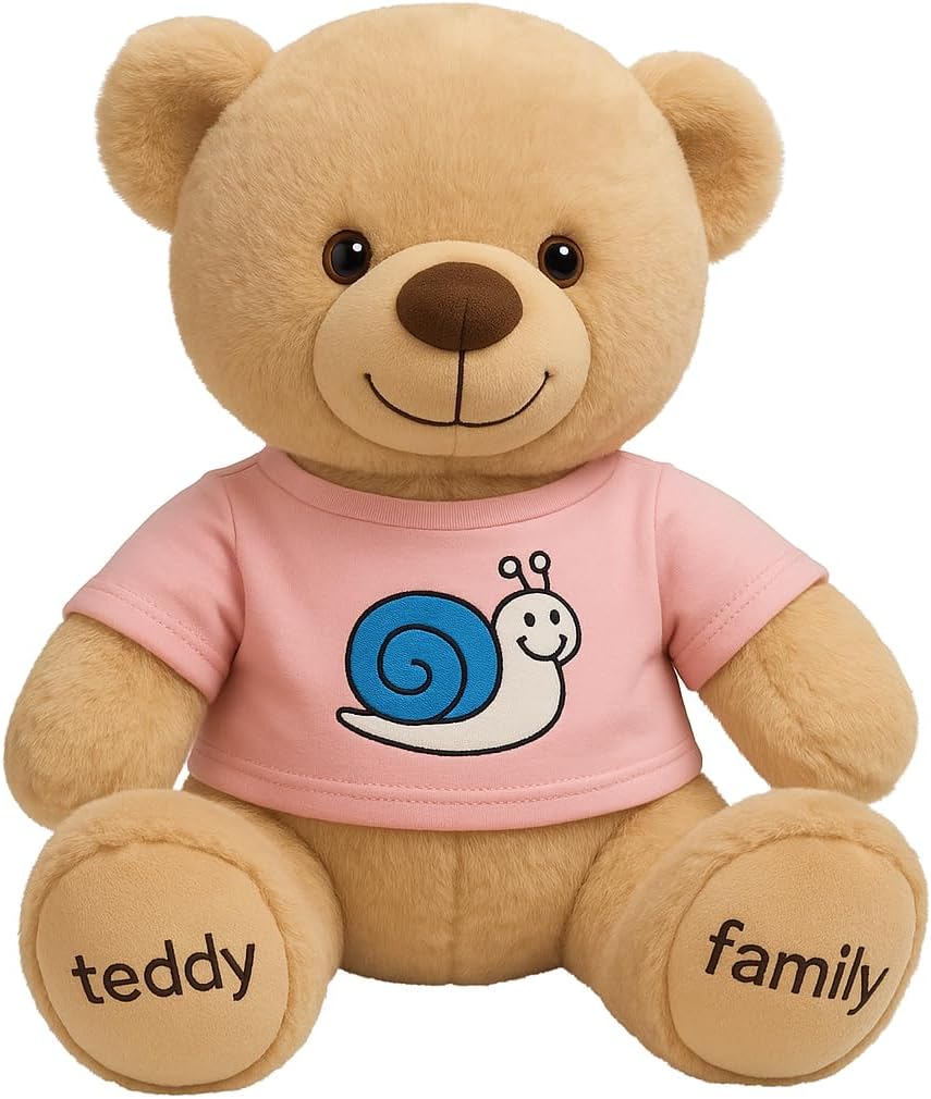 72 Pieces 40cm Teddy Bear Browns with Pink T-Shirt (Plush Stuffed Soft Toy for Kids)