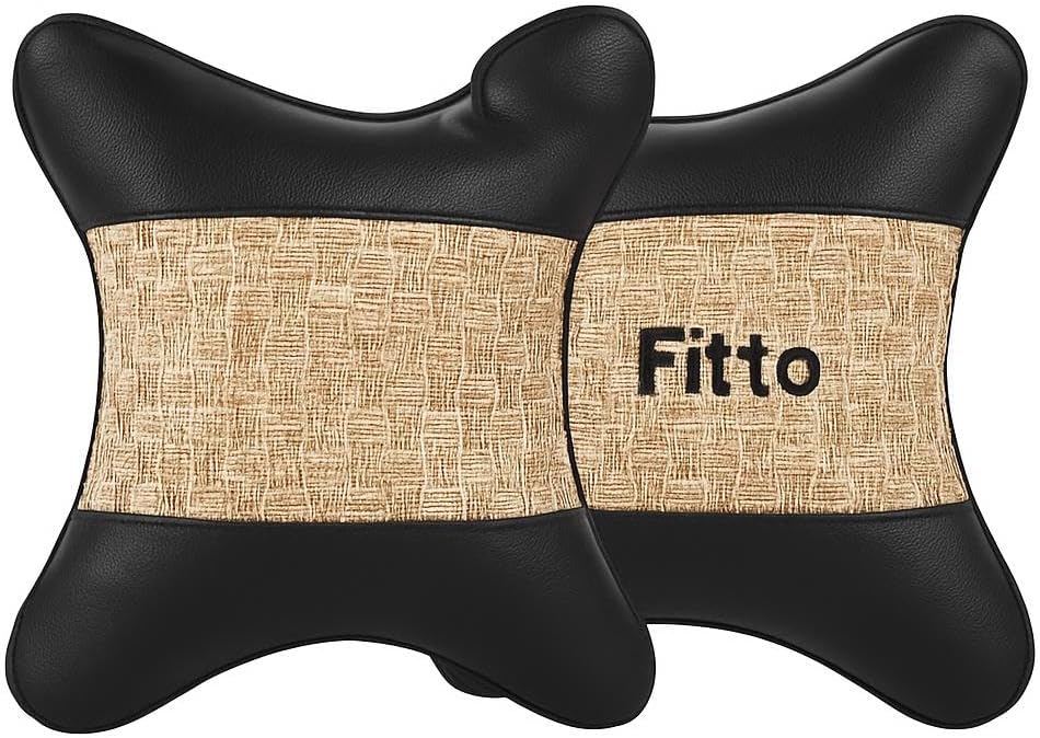 Car Headrest Neck Cushion Pillow with pattern, pack of 2, Beige