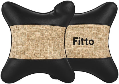 Car Headrest Neck Cushion Pillow with pattern, pack of 2, Beige