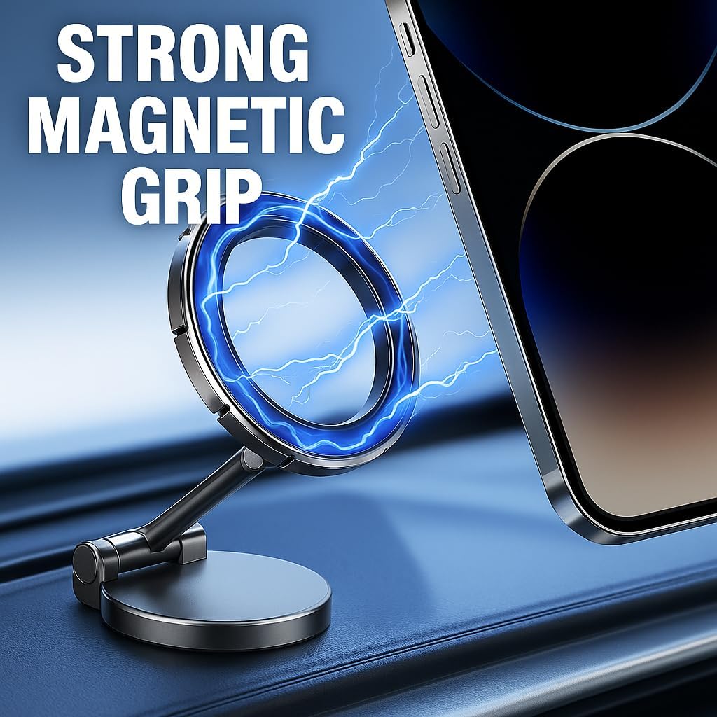 Magsafe Car Mount, Magnetic Phone Holder for Car - 360° Rotation, Strong Magnetic Grip, Wireless Charging Compatible, Easy Installation, Universal for iPhone and Android Devices