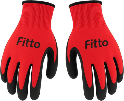 Red Grip Gloves with Textured Black Palm for Work and Outdoor Use