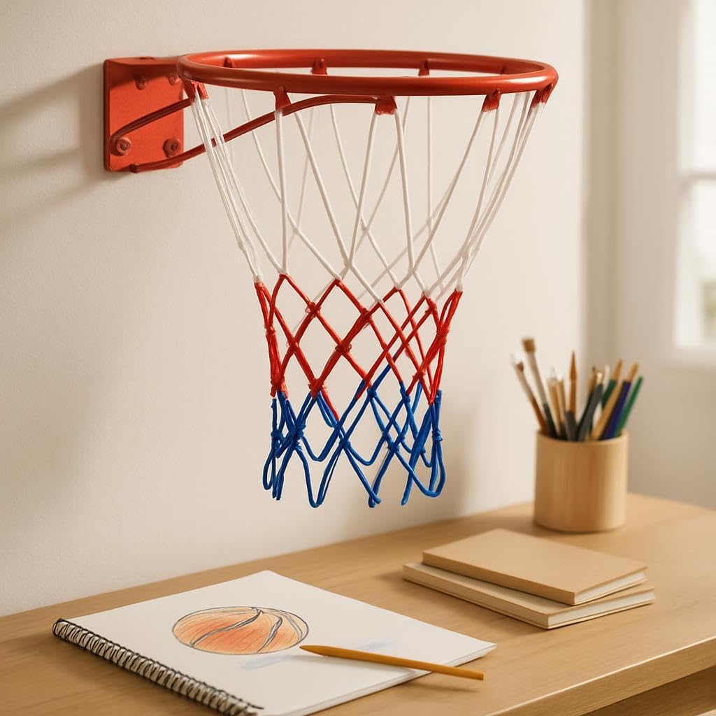 Basketball Ring Steel Hoop with Net – Indoor Outdoor Adjustable Height Backboard for Home, School, Recreation, Kids Adults
