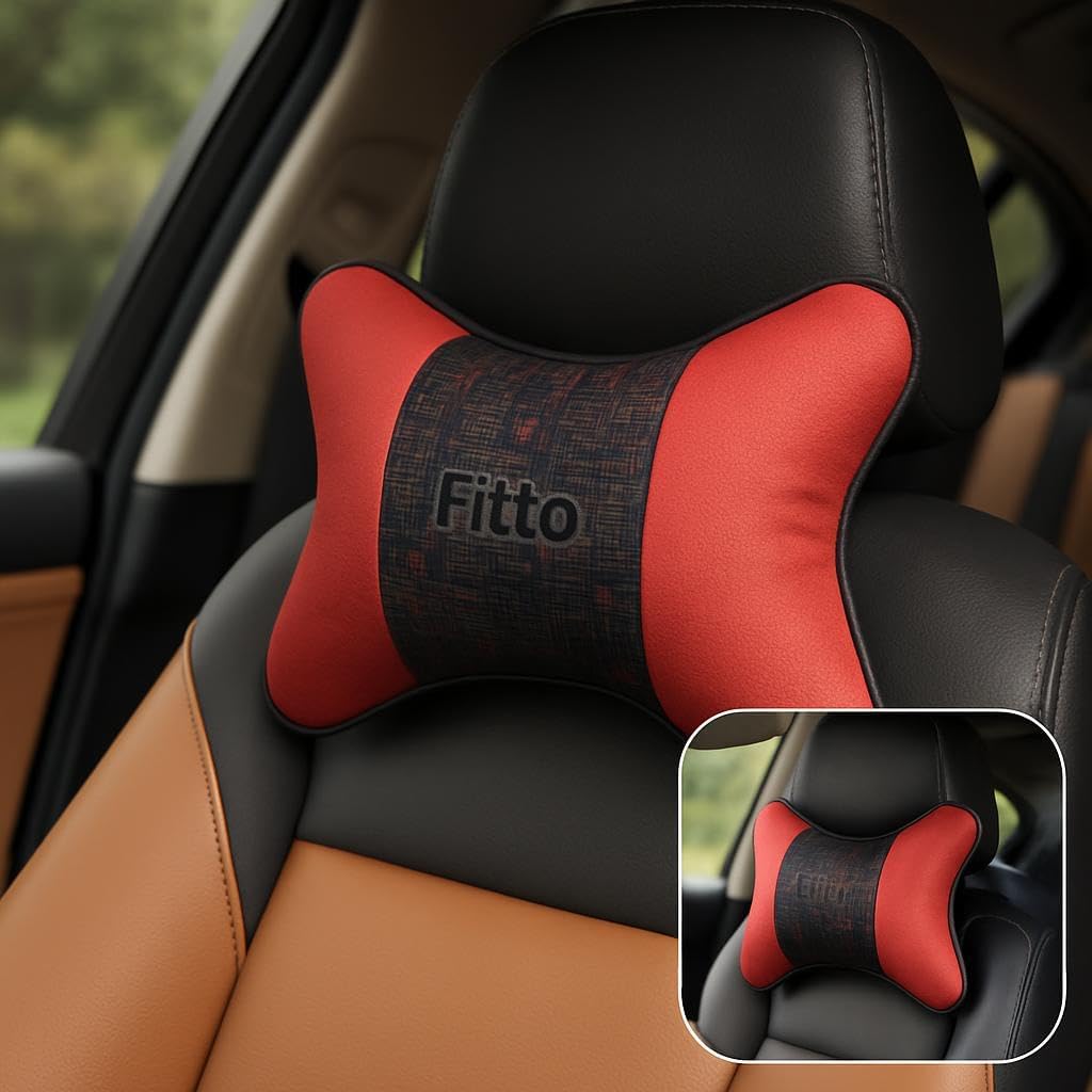 Car Headrest Neck Cushion Pillow with pattern, pack of 2, Red