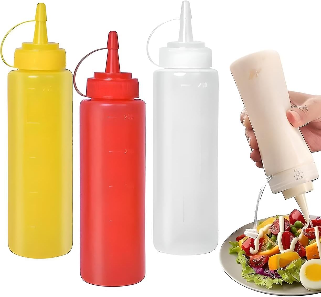 16 Oz Ketchup Bottle with Cap - Plastic Squeeze Bottle for Ketchup, Mustard, Dressings, and Sauces, BPA-Free Food Safe Design, Ideal for Indoor and Outdoor Use, Easy to Clean and Recyclable