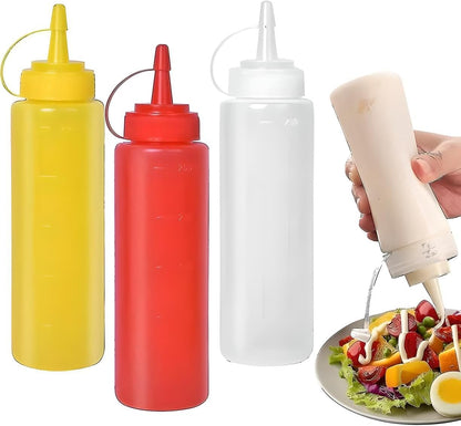 16 Oz Ketchup Bottle with Cap - Plastic Squeeze Bottle for Ketchup, Mustard, Dressings, and Sauces, BPA-Free Food Safe Design, Ideal for Indoor and Outdoor Use, Easy to Clean and Recyclable