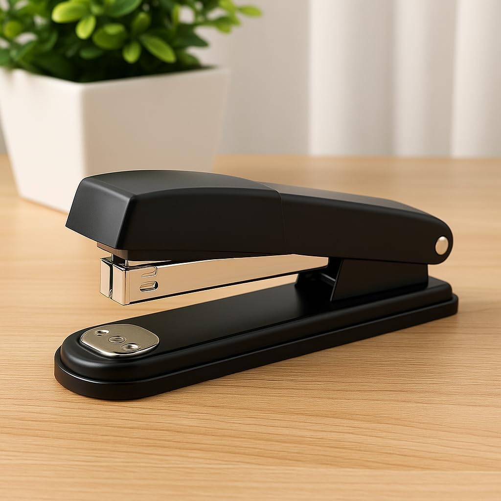 Metal Full-Strip Stapler 24/6, 26/6 - Heavy Duty, Black Office Stapler for 20-25 Sheets - Durable Desktop Stapler for Home, School, and Office Use - Easy Loading, Anti-Jam Mechanism