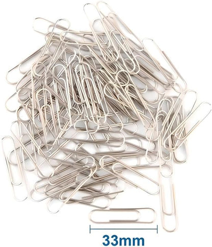 80 Pieces Stainless Steel Paper Clips 33mm - Durable Office Stationery