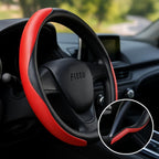 96 Pieces Sporty Half Steering Wheel Covers (Rubber – Non-Slip – Breathable & Odorless – Universal Fit – Plain Black (Set of 2 Pieces) - Red)