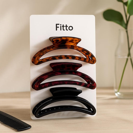 High Grip Geometric D Shape Hair Clutcher Clip Set of 3 for Women