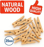 144 Pieces 20 Piece Wooden Cloth Pins (25mm for Laundry Drying and Home Use)
