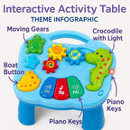 72 Pieces Baby Toys 2 In 1 Musical Learning Tables with Fun Ocean Characters (Lights and Sounds For Baby and Toddler Toys – Learning Table For Baby – Blue)