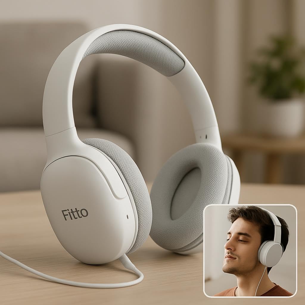 Over Ear Headphones - White, Comfortable Design, Noise Isolation, Wired Connectivity