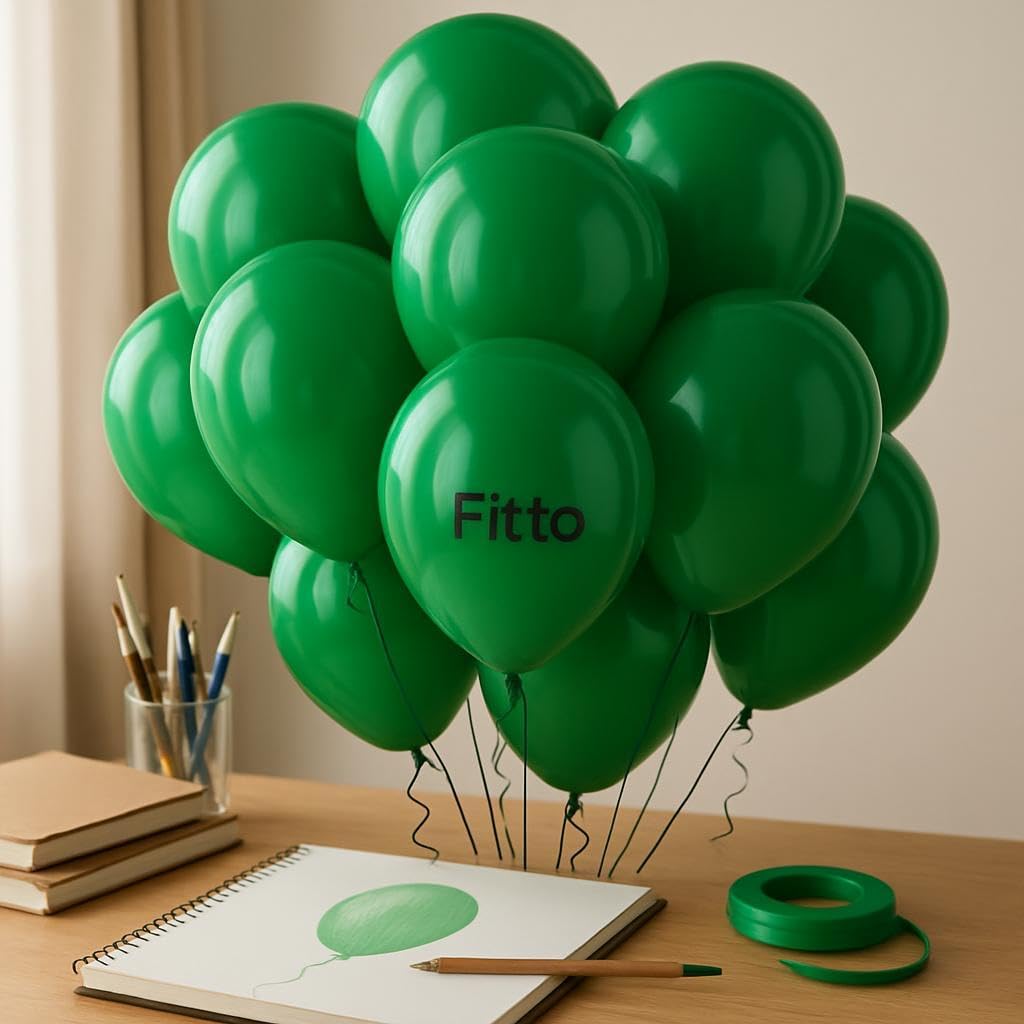 Green Latex Balloon 12 Inch, 2.8gms Metallic Green, Pack of 100 for Party & Event Decor