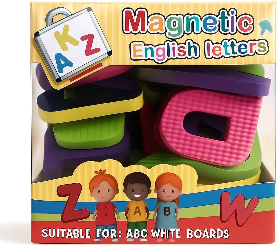 96 Pieces Multicolor Magnetic English Letters (130mm x 145mm for Kids Learning and Play)