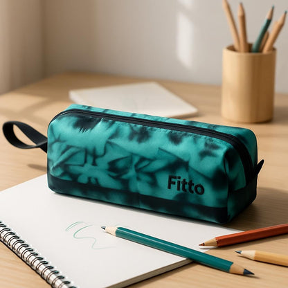 Pencil Pouch 20.5x6.5x5cm Green Pattern Stationery Organizer