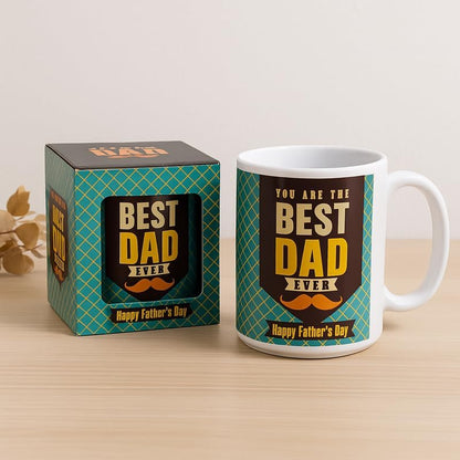 White and Green Ceramic Mug - You Are the Best Dad Ever - Father's Day Gift, Coffee Cup, Dad Mug